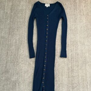 Navy Button-Down Sweater Dress